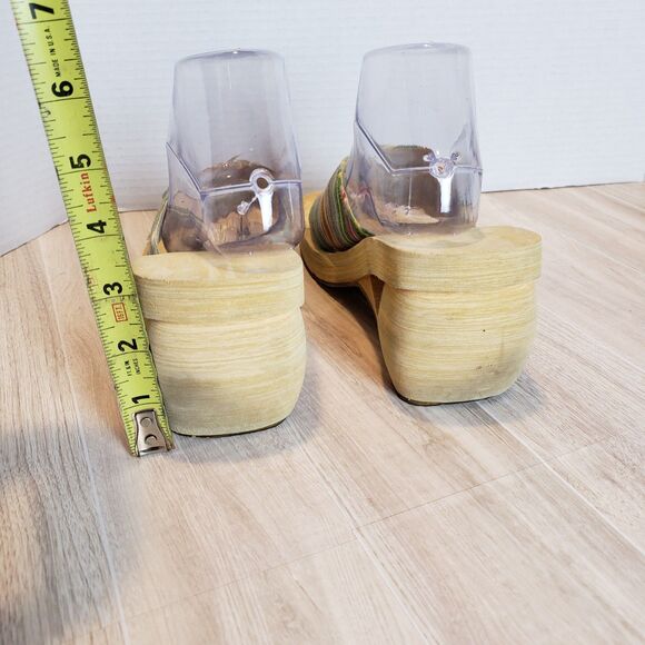 Skechers Somethin’ Else Multicolor Platform Sandals Wood Sole Buckle Y2K SZ 7 - Picture 5 of 9